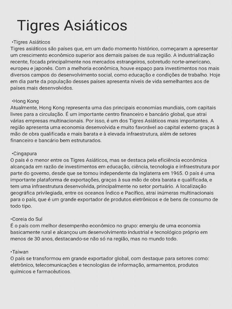 Tigres Asiáticos | PDF