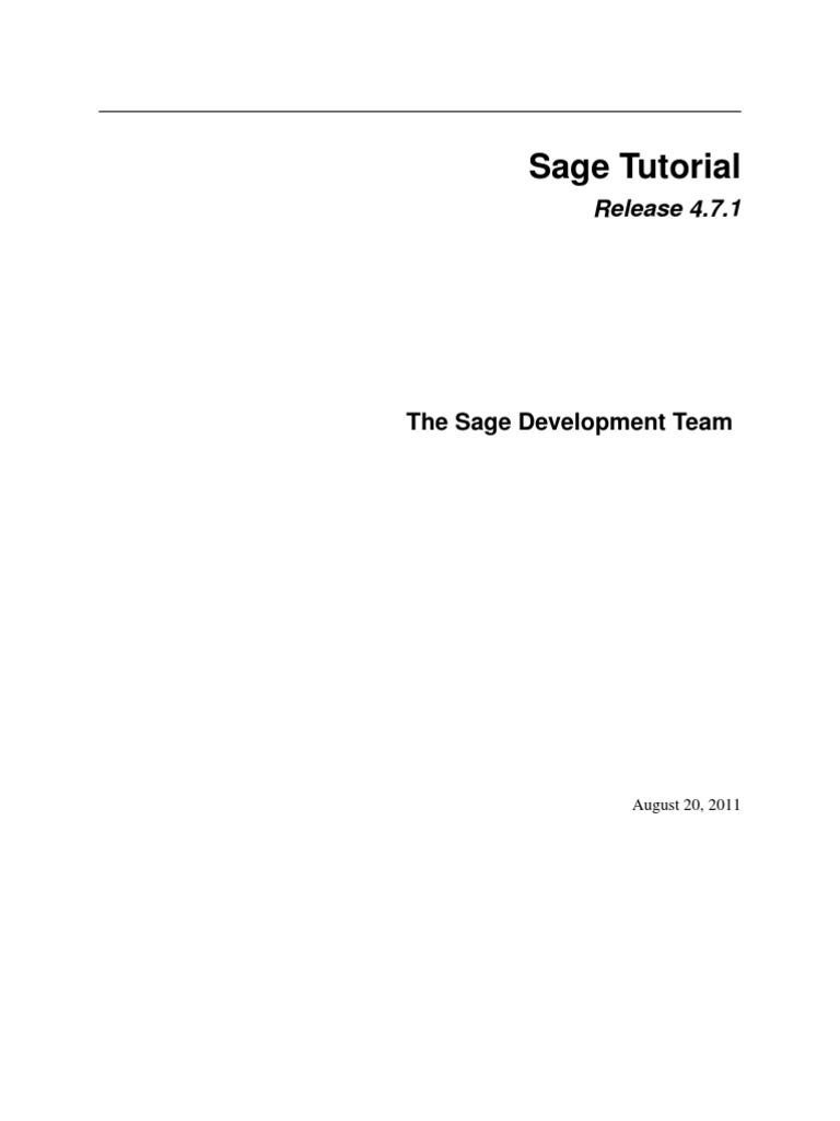Sage Tutorial | PDF