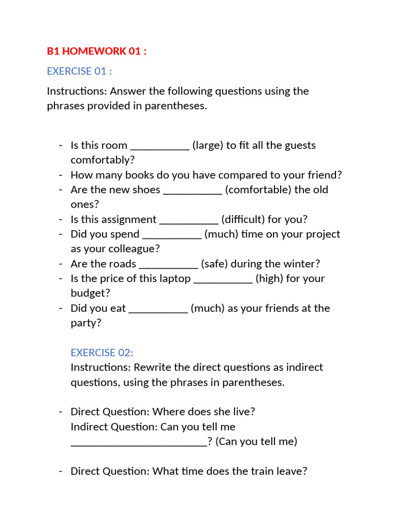 B1 Homework 01 | PDF