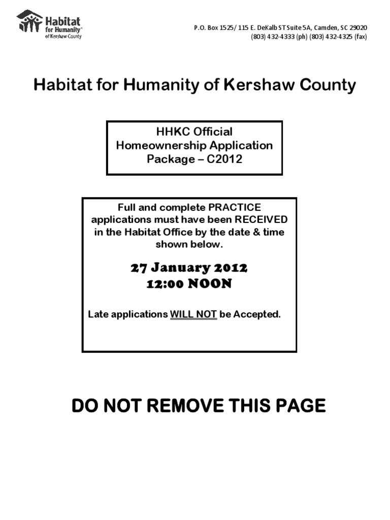 Habitat for Humanity Homeownership Application | PDF | Debt | Payments