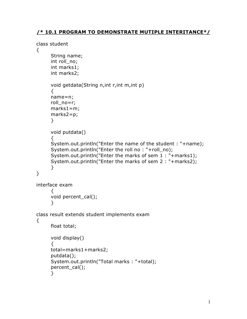 Java Program for Multiple Inheritance | PDF