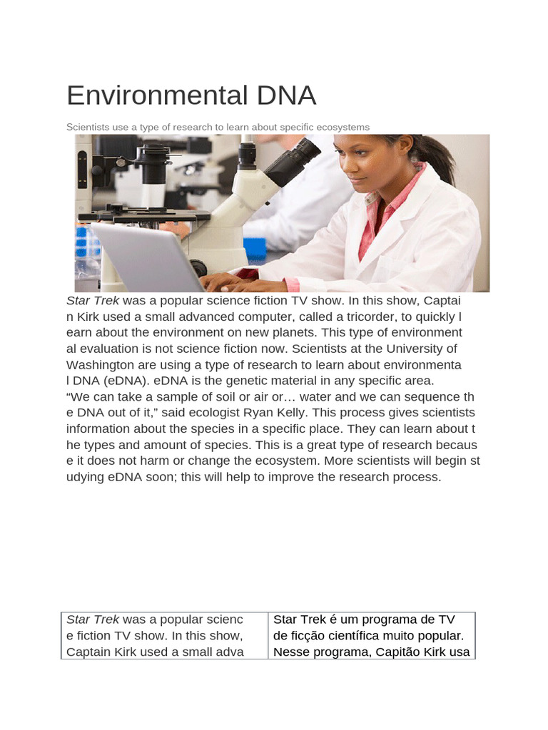 Environmental DNA - Antônio 23012024 | PDF | Life Sciences | Science ...