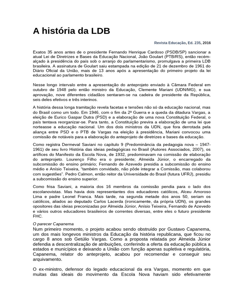 A História Da LDB | PDF