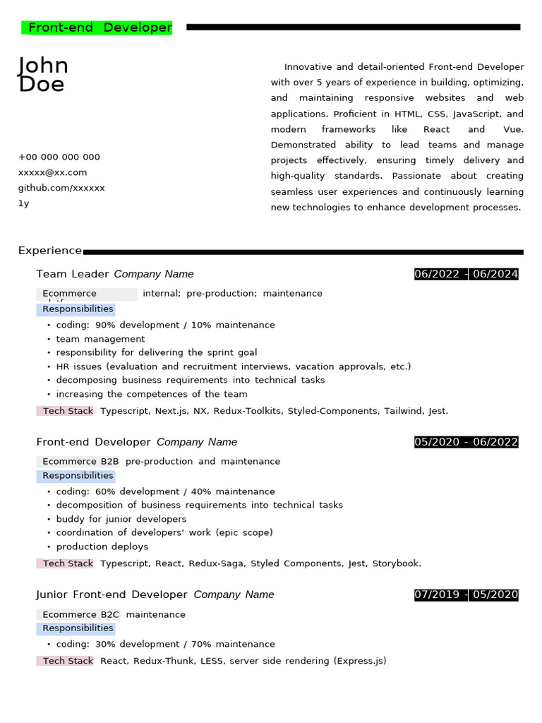 Minimalistic Resume Template PDF