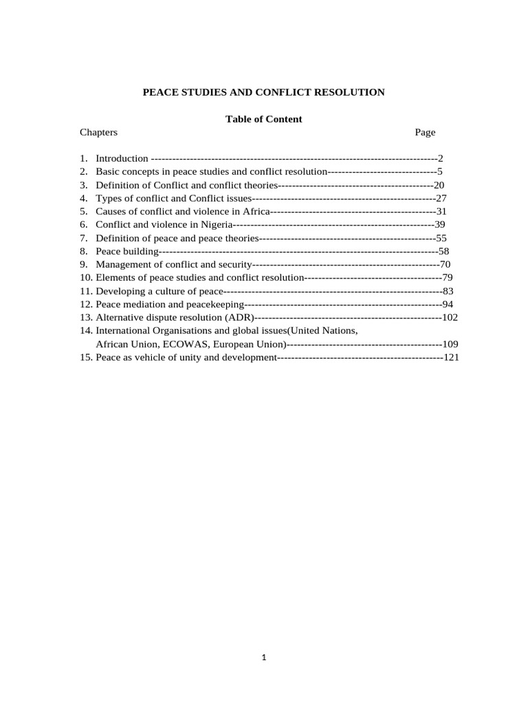 WHAT IS PEACE AND CONFLICT RESOLUTION PDF NOTES visual data 8