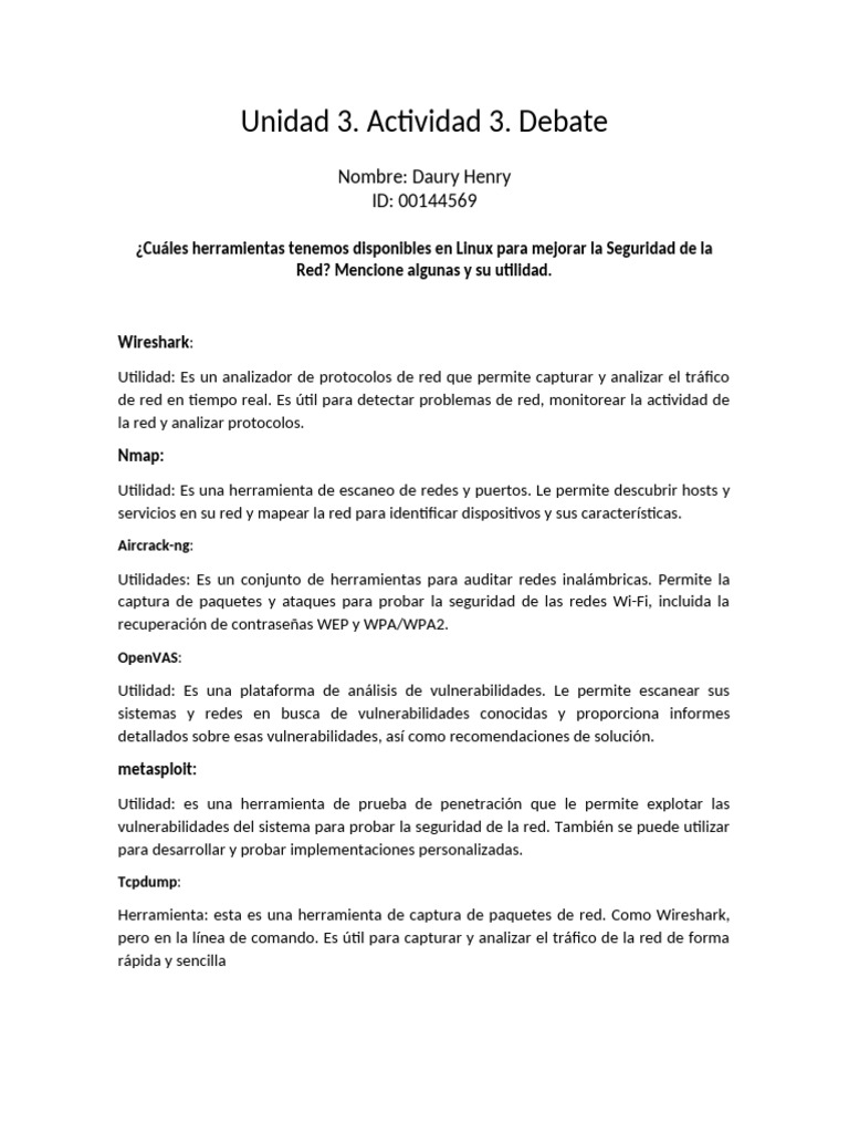 Unidad 3 Actividad 3 Debate Pdf