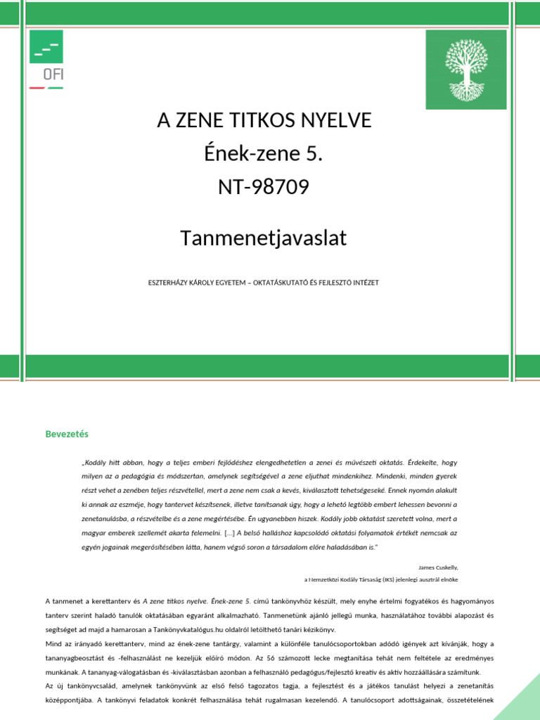 Ének-Zene Tanmenet SNI | PDF