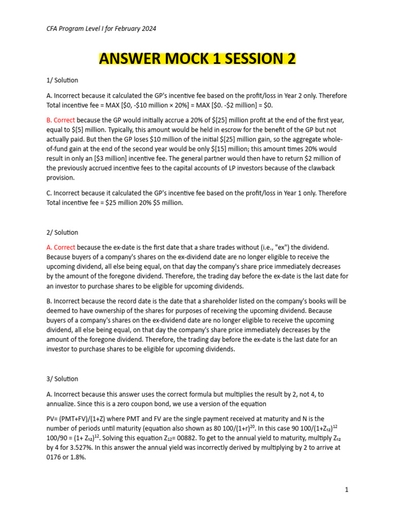 Answer MOCK 1 SESSION 2 | PDF