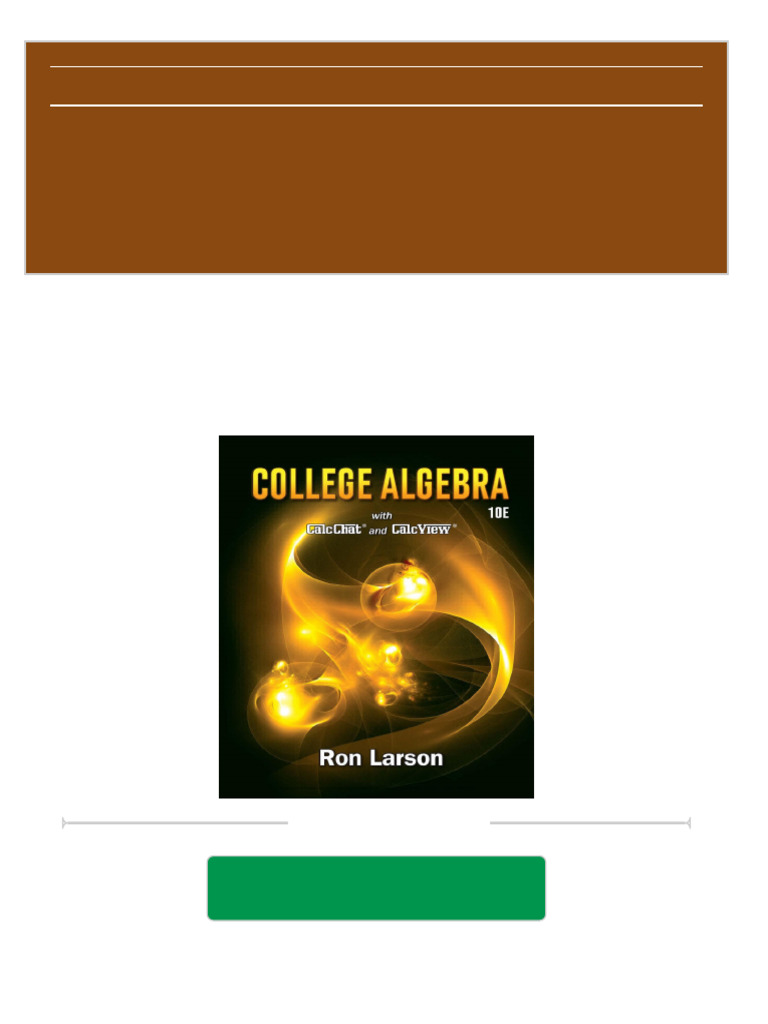 [FREE PDF sample] College Algebra, 10e Ron Larson ebooks PDF