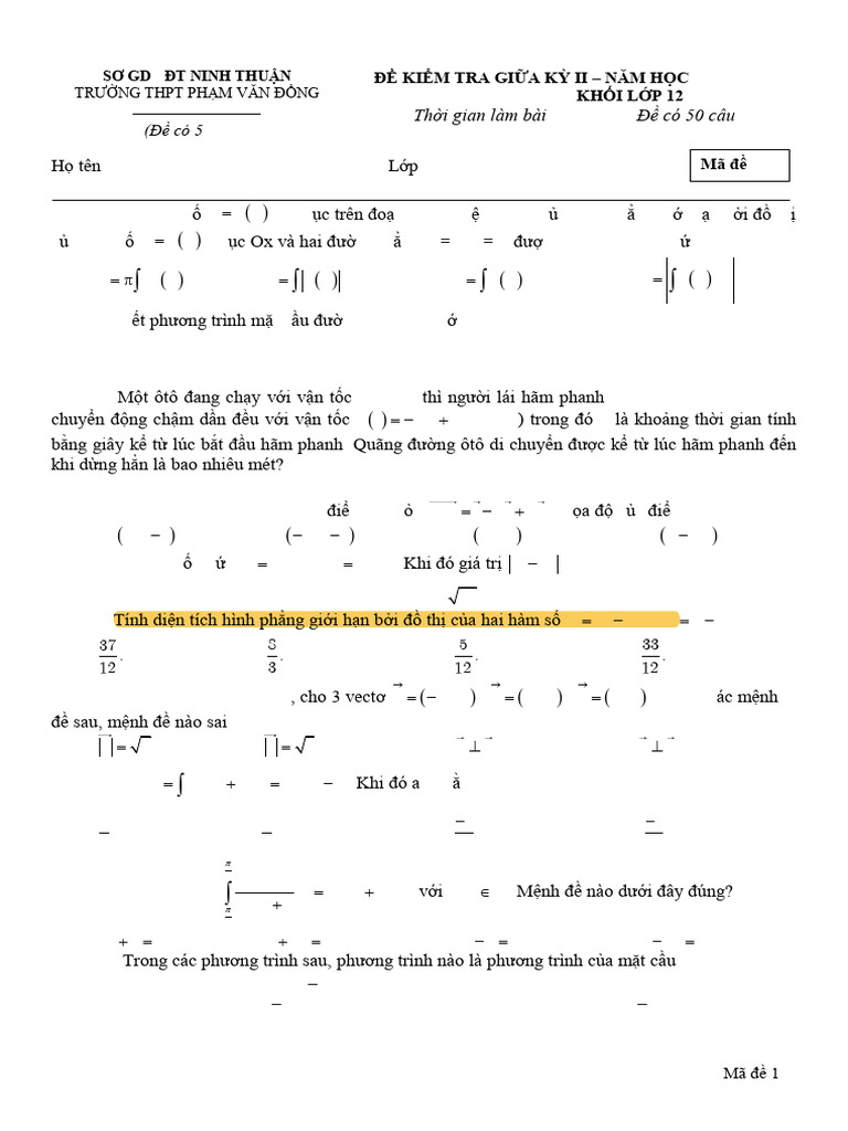 Toan 12 Gkii - 101 | PDF