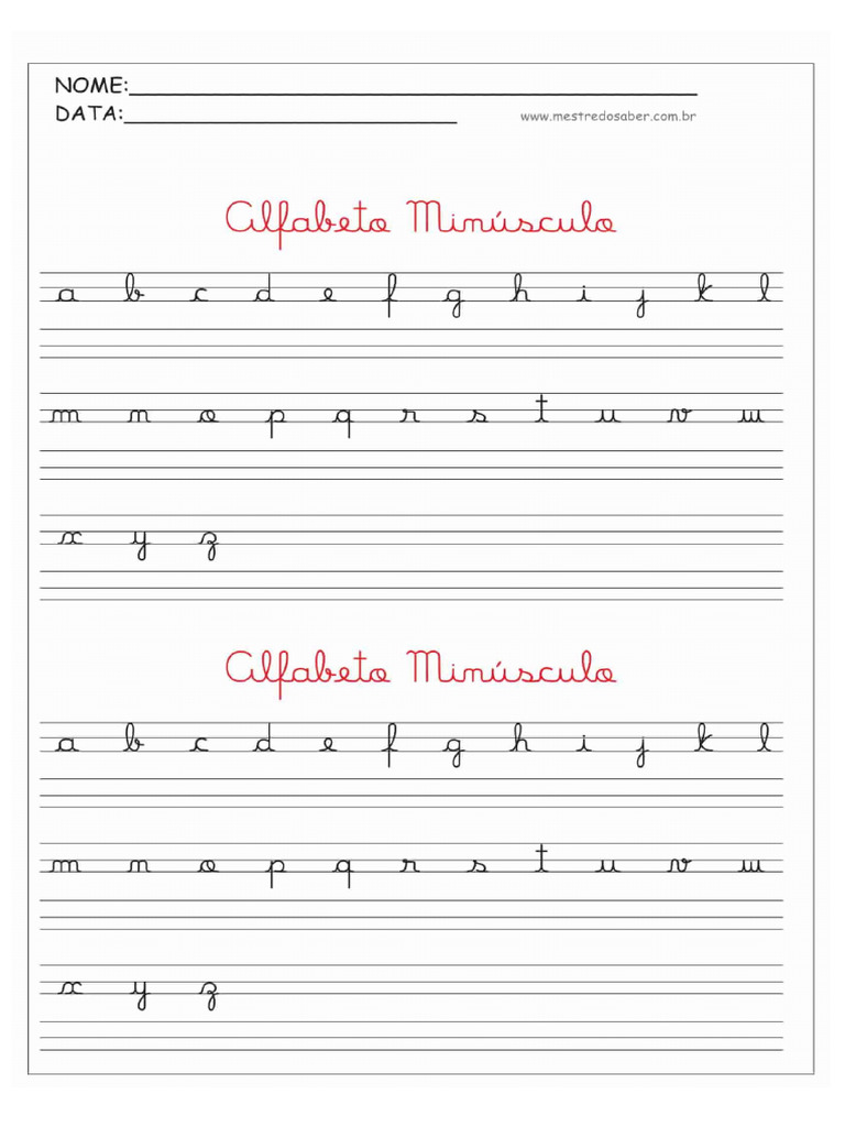 Alfabeto Maiusculo e Minusculo Caligrafia | PDF