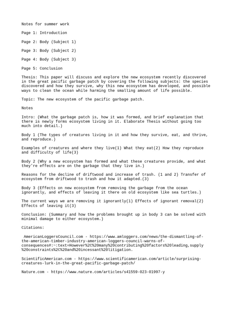 Notes For Summer Work | PDF