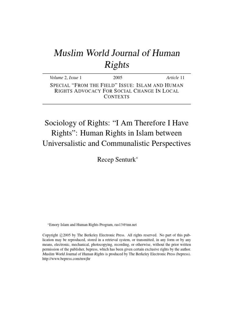 'I Am Therefore I Have Rights' - Recep Senturk | PDF