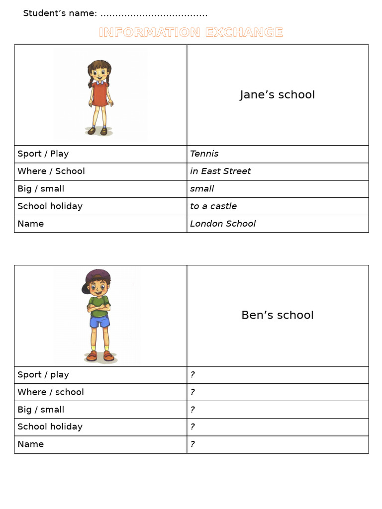 Flyers U33 Speaking Information Exchange Pdf