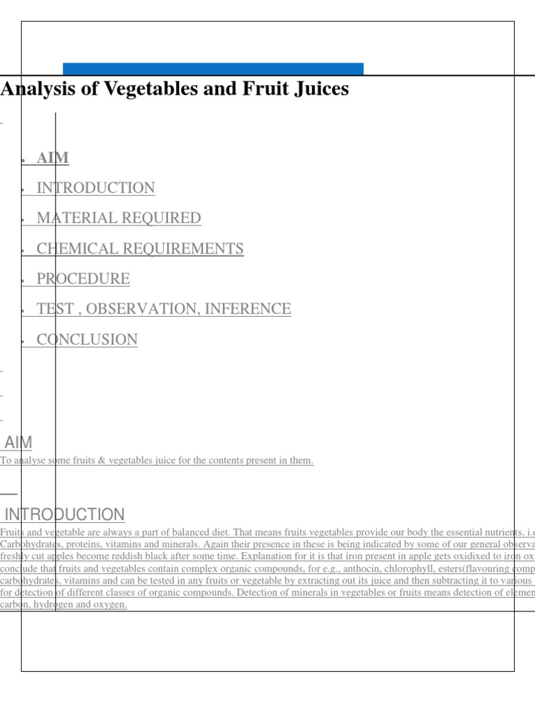 Analysis of Fruit and Vegetable Juices | PDF | Fruit | Carbohydrates