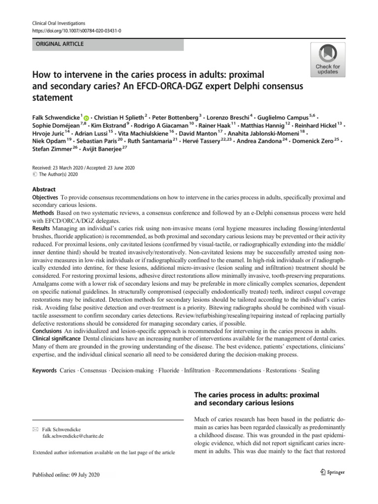 How To Intervene in The Caries Process in Adults: Proximal and ...