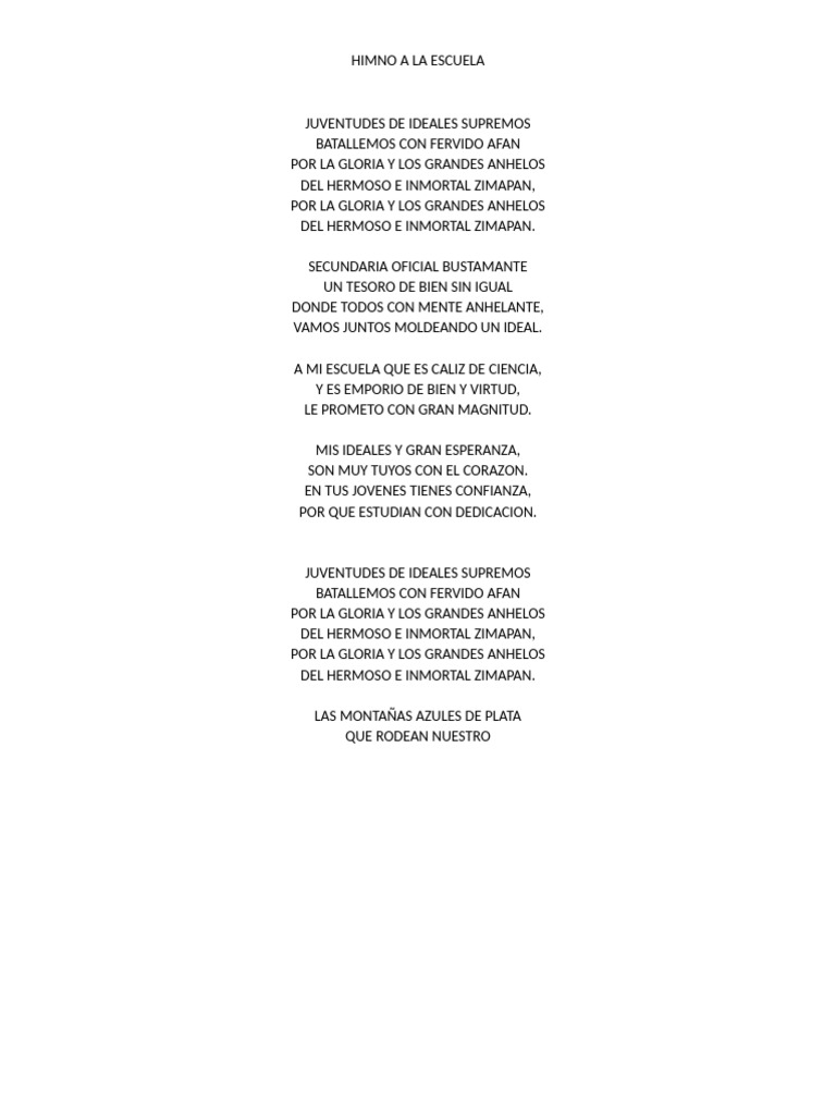 Himno A La Escuela | PDF