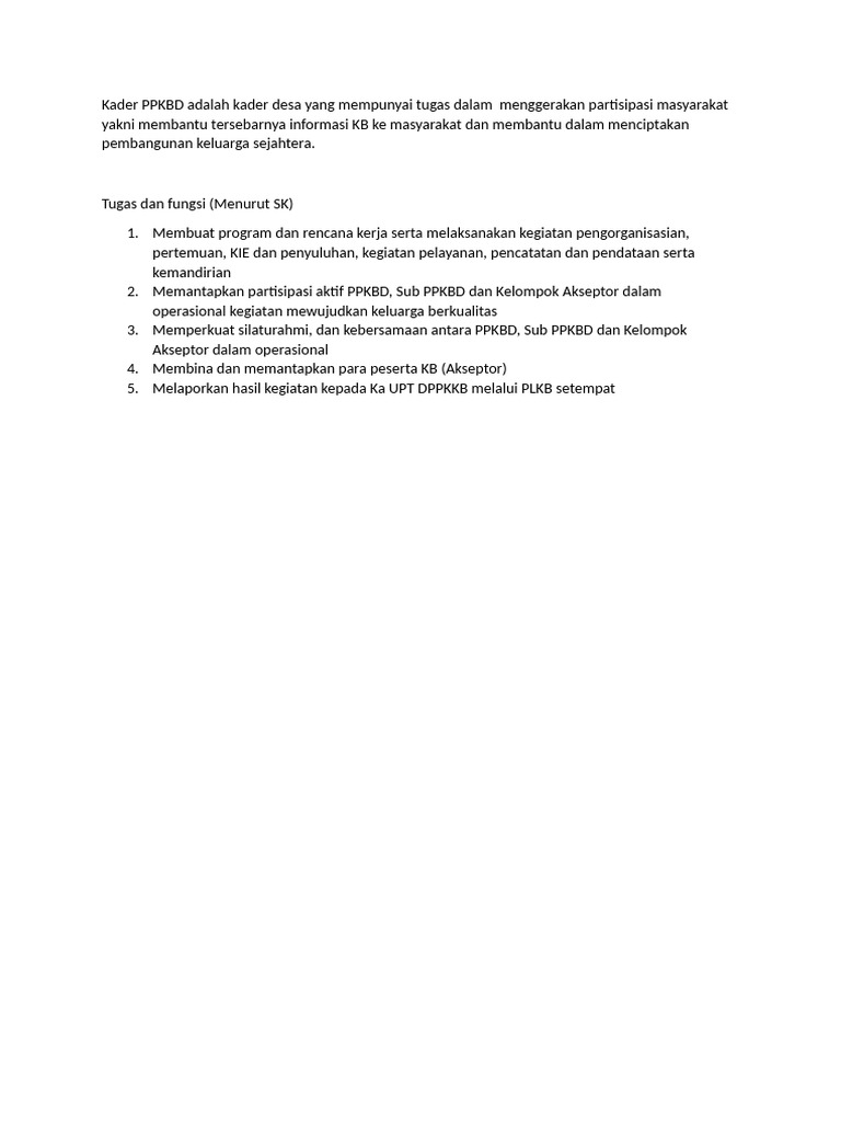 Tugas Dan Fungsi DPPKB | PDF