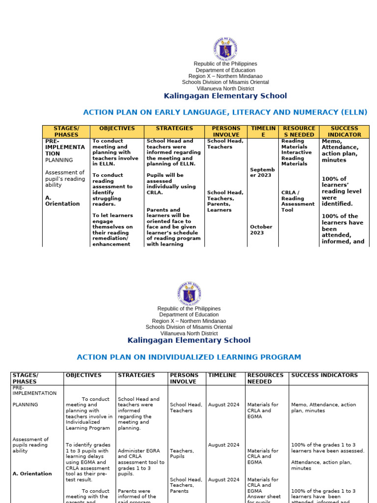 Action Plan For Egra Egma Pdf