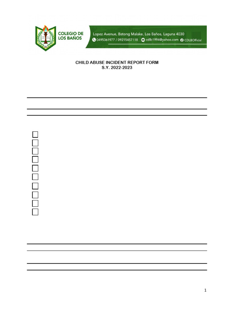 CHILD-ABUSE-INCIDENT-REPORT-FORM | PDF