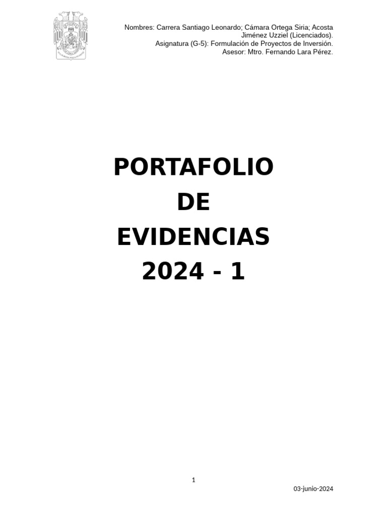 Portafolio de evidencias formulacion licenciados pdf