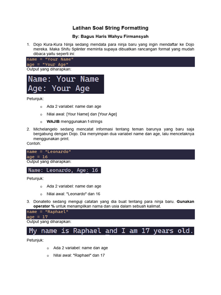 Latihan soal string formatting pdf