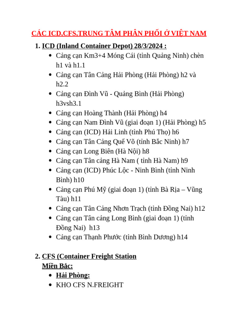 ICD CFS TTPP VN | PDF