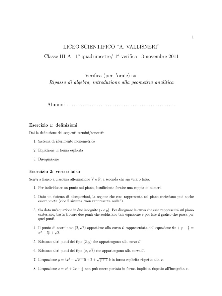 Test - Introduzione Alla Geometria Analitica | PDF, image size:768x1024