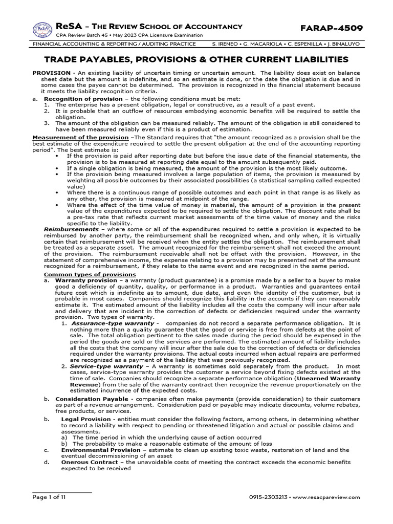 Trade Payables and Current Liabilities | PDF | Balance Sheet | Finance ...