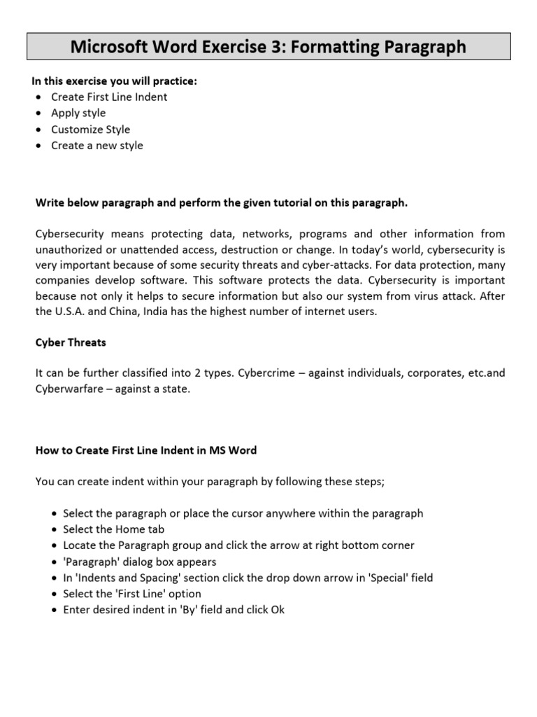 MS Word Paragraph Formatting Guide | PDF | Computer Security | Career ...