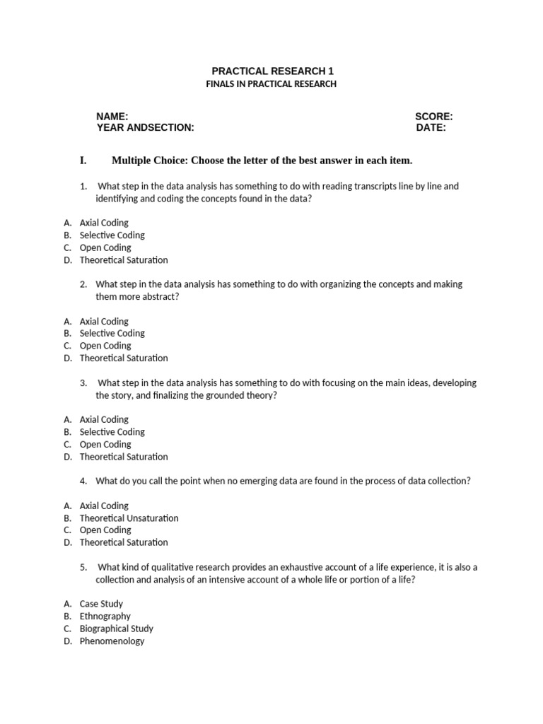 Finals in Practical Research 1 | PDF