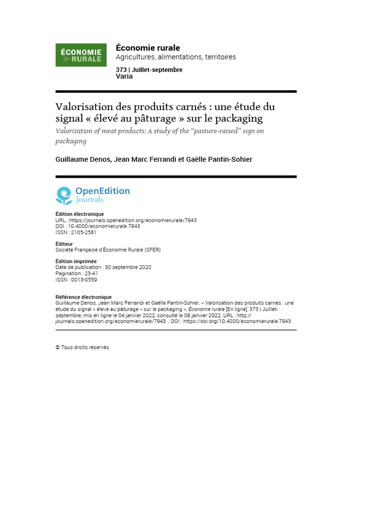 Economierurale 7943 | PDF