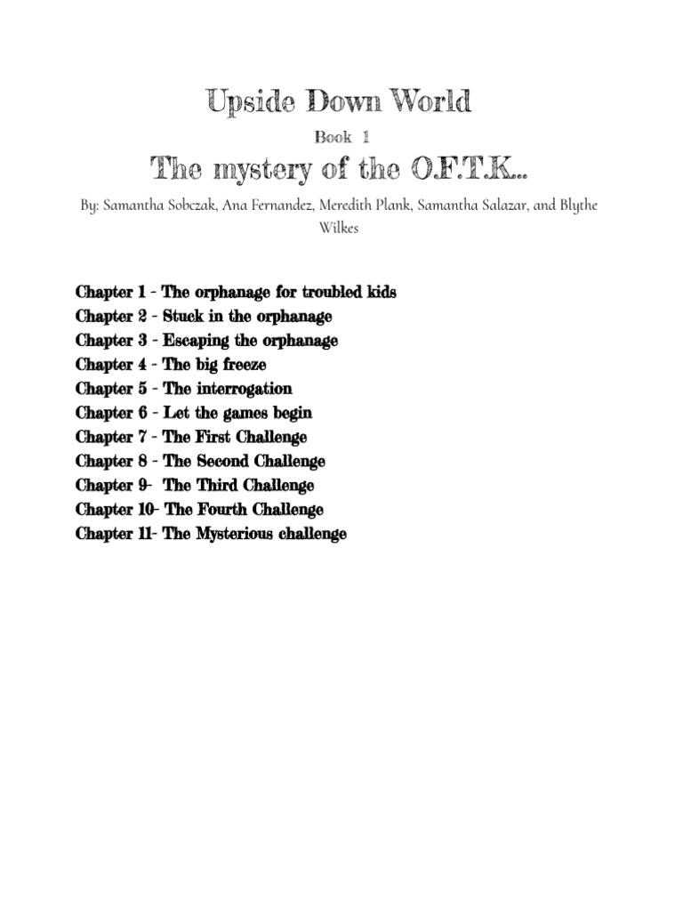 Upside down world the mystery of the o f t k book 1 pdf