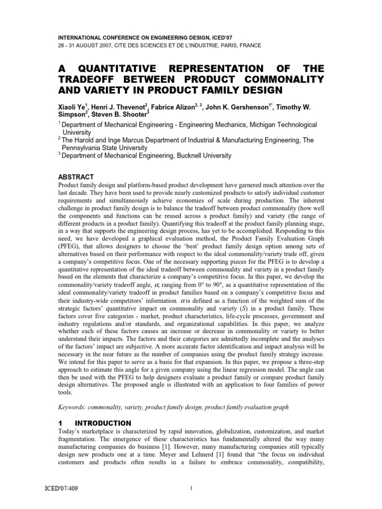 A Quantitative Representation of The Tradeoff Between Product ...