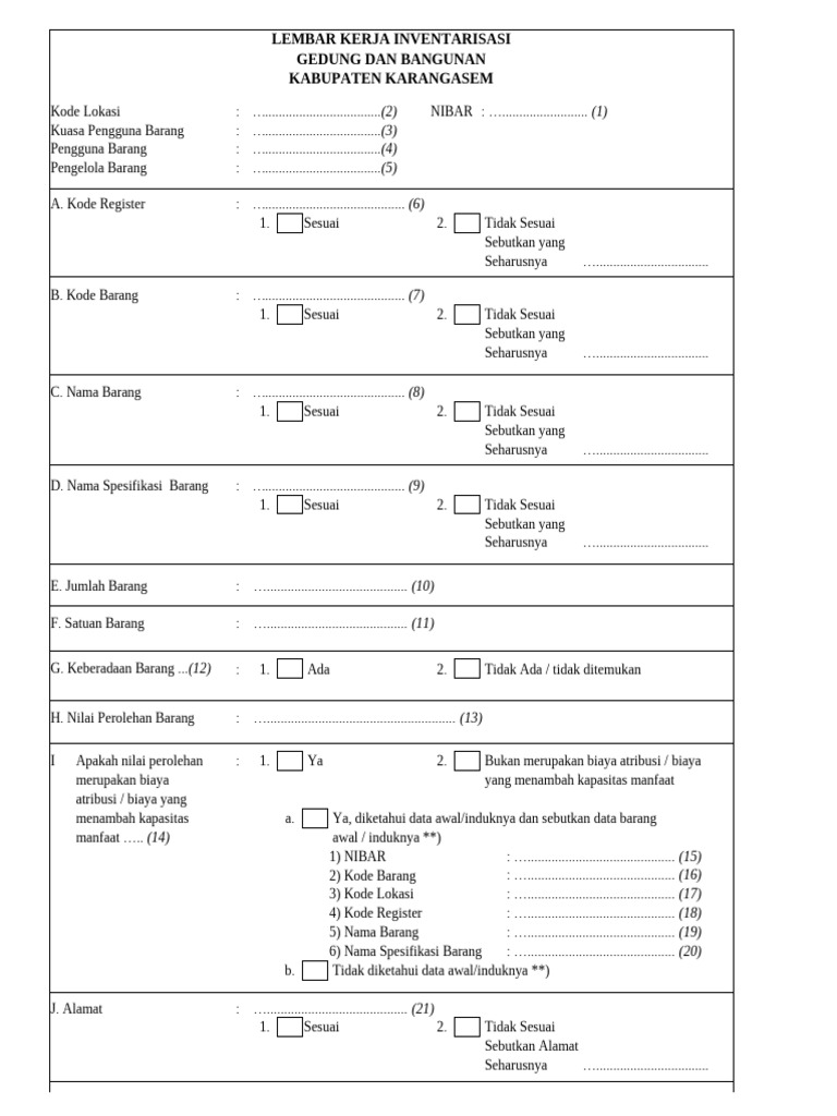 Lembar Kerja Inventarisasi Bangunan | PDF | Komputer