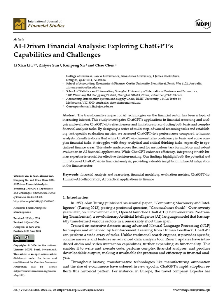 AI-Driven Financial Analysis Exploring | PDF | Artificial Intelligence ...