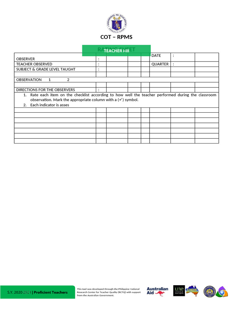 Cot Rpms Revised | PDF