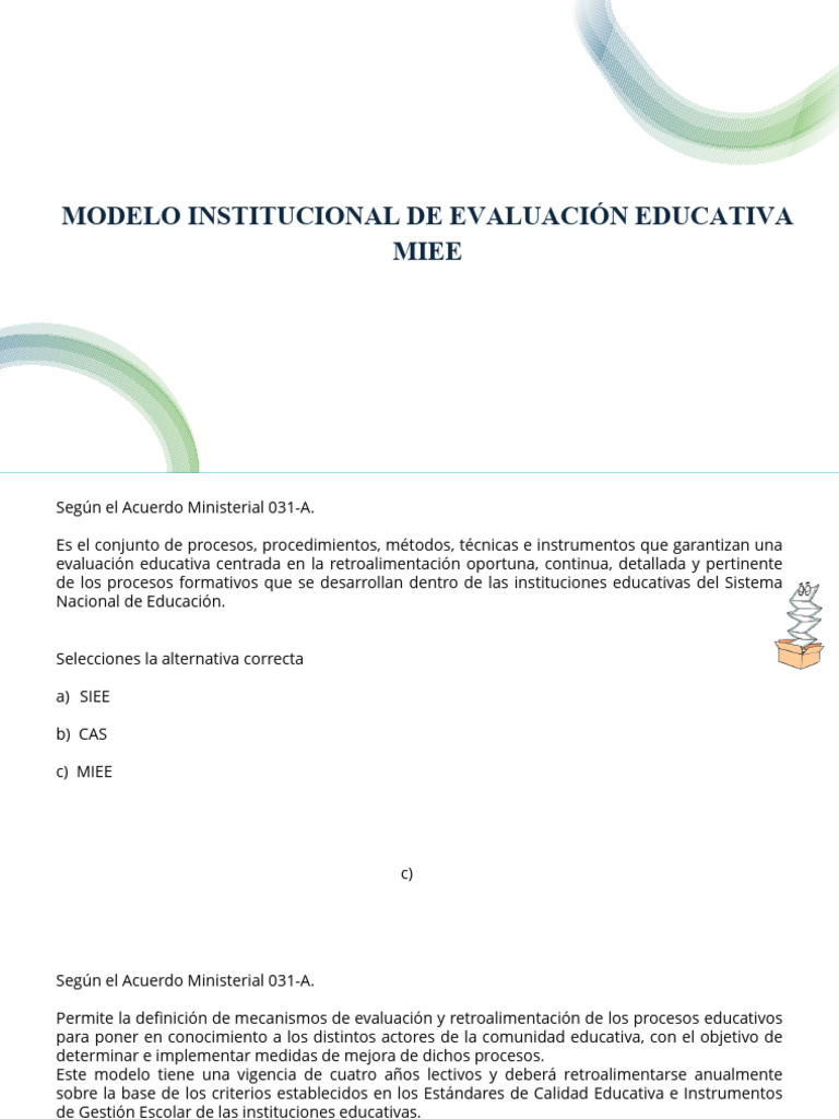 Modelo Institucional de Evaluación Educativa | PDF | Evaluación | Maestros