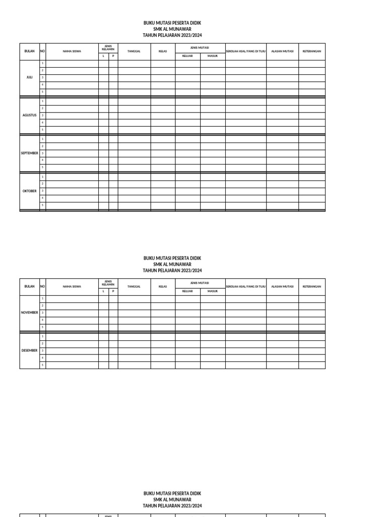 Form Buku Mutasi Pdf