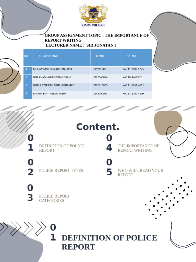 Group Assignment Policing and Criminal Investigation Report Writing | PDF