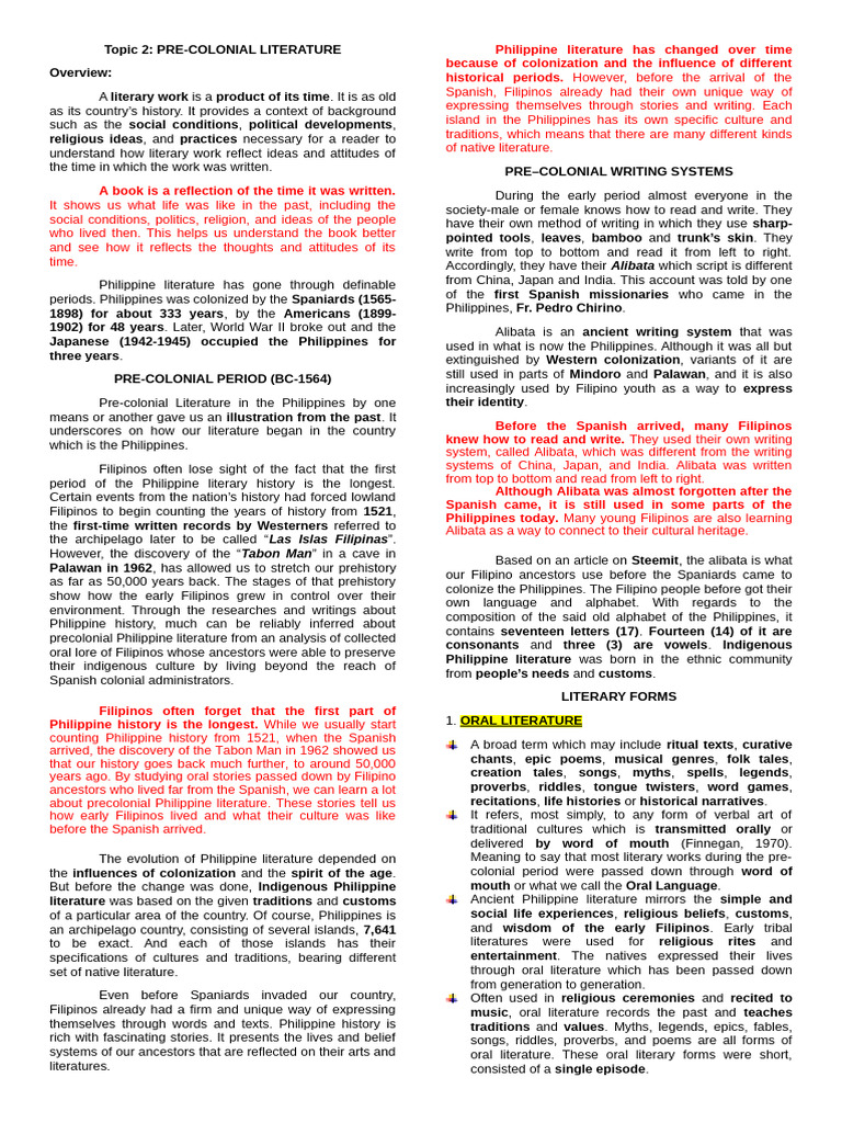 Lit 1 - Week 2 | PDF