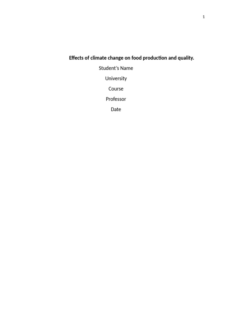 Effects of climate change on food production and quality pdf
