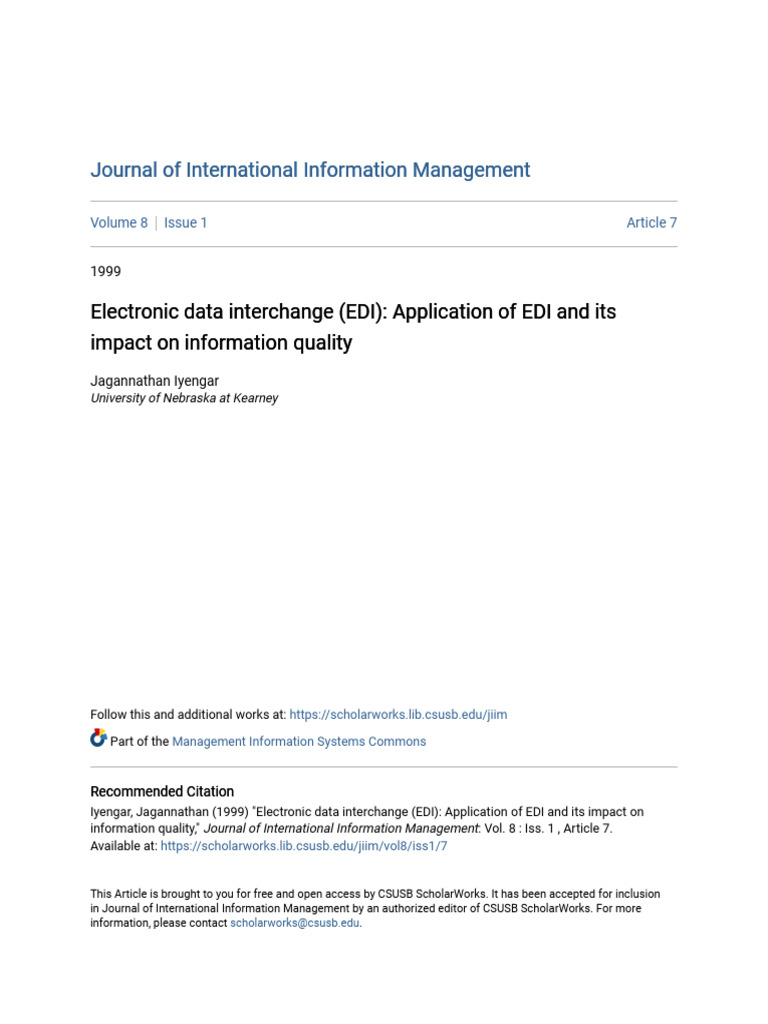 Electronic Data Interchange (EDI) - Application of EDI and Its Imp | PDF