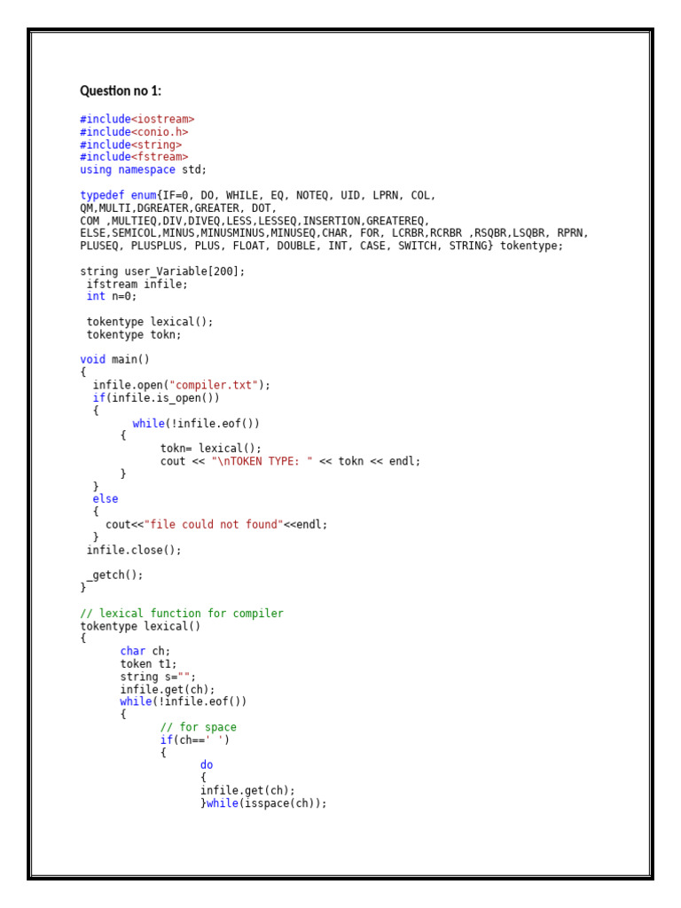 C++ Lexical Analyzer Code Example | PDF | Computing | Computer Programming