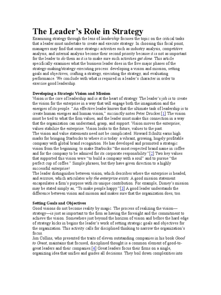 Leadership's Role in Strategic Execution | PDF