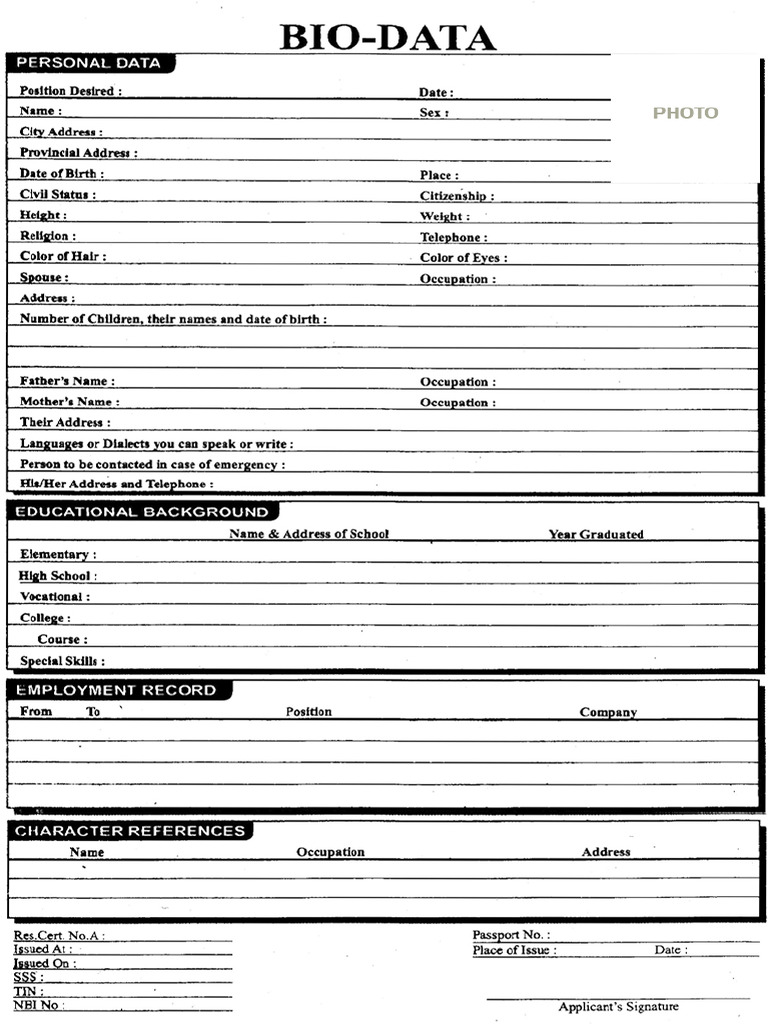 Bio Data | PDF
