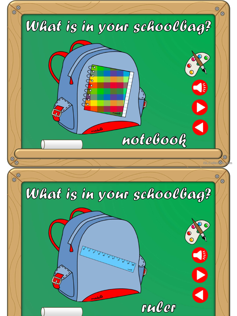 What S in Your Schoolbag - Vocabulary - With Sound | PDF