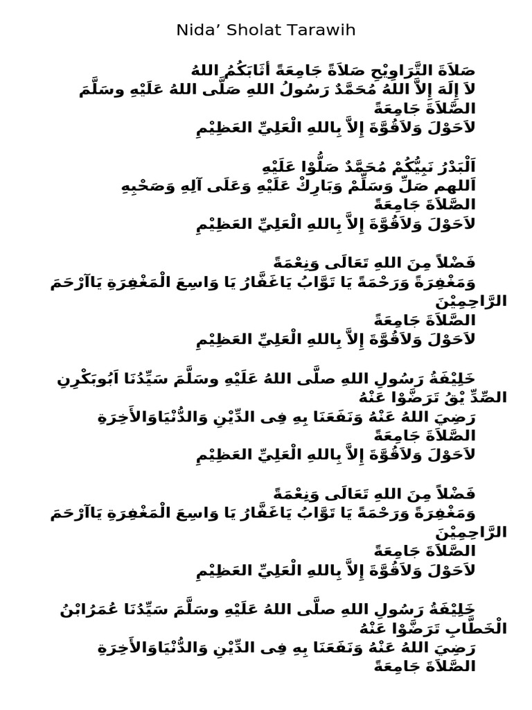 Nida' Sholat Tarawih | PDF