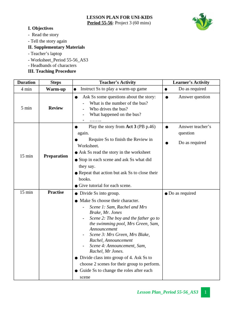 Lesson Plan Period 55-56 - AS3 | PDF