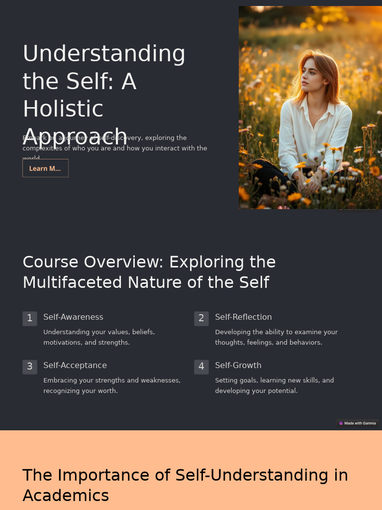 Understanding The Self A Holistic Approach | PDF